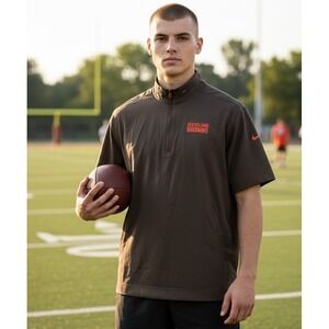 Cleveland Browns 2024 Sideline Coach Jacket Men Small Black Nike Half-Zip Hooded